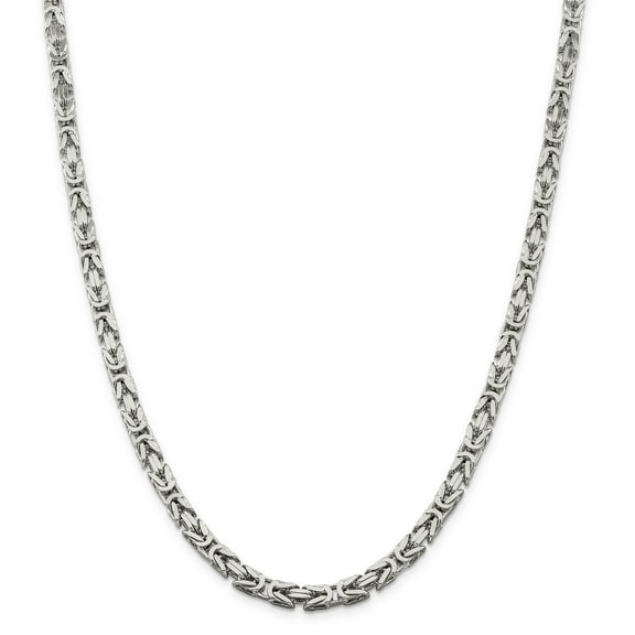 925 Sterling Silver 5mm Square Byzantine Chain 20 Inch