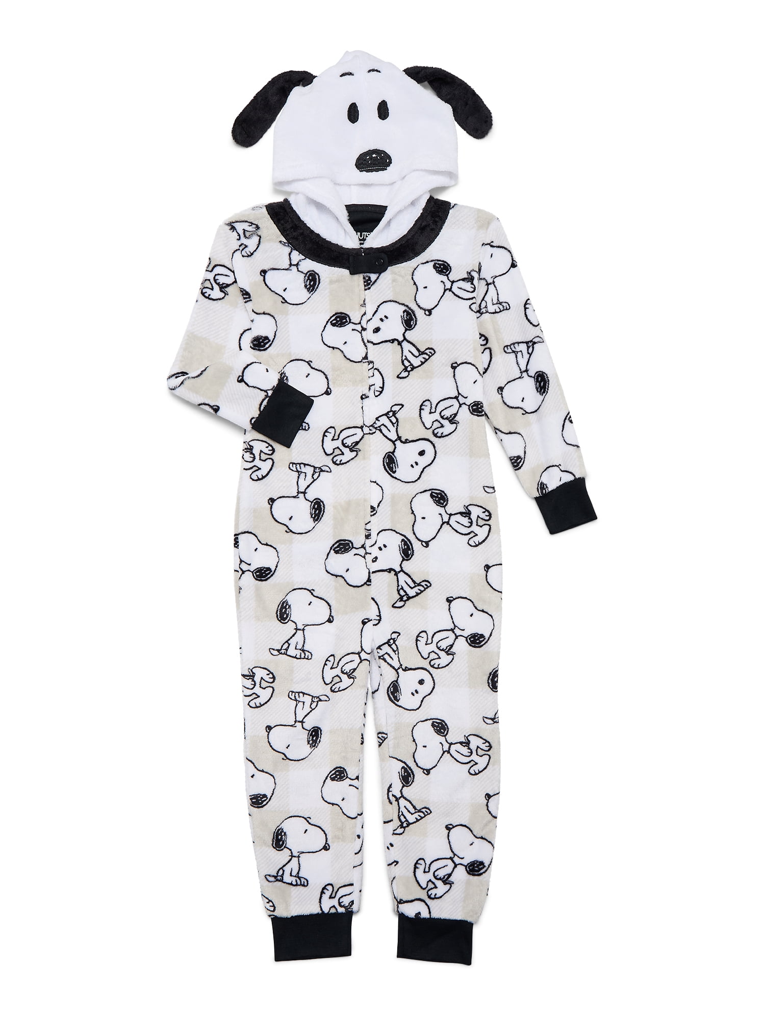 Peanuts Unisex Kids Snoopy Plaid Matching Family Pajamas One Piece, Sizes 4-16
