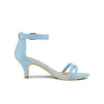 thumbnail image 3 of BLISSFUL STEP Women's Shoes Faux Suede Ankle Strap Kitten Heel Slide Straps Solid Sandals  Sky Blue 6.5, 3 of 7