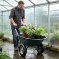 thumbnail image 4 of S-HOME Two Wheeled Garden Trolley With 15 Inch Pneumatic Wheels Polyethylene Tray 5 Cubic Feet Load Capacity, Green, 4 of 11