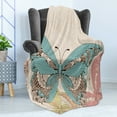 thumbnail image 4 of Butterfly Soft Flannel Fleece Blanket, Intricate Sketch of Gracious Insects of Spring Nature Ethnic Print, Cozy Plush for Indoor and Outdoor Use, 50" x 70", Champagne and Multicolor, by Ambesonne, 4 of 5