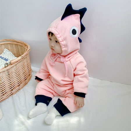 

NIUREDLTD Baby Girls Boys Autumn Print Cotton Long Sleeve Dinosaur Hoodeed Romper Jumpsuit Sleepwear Clothes