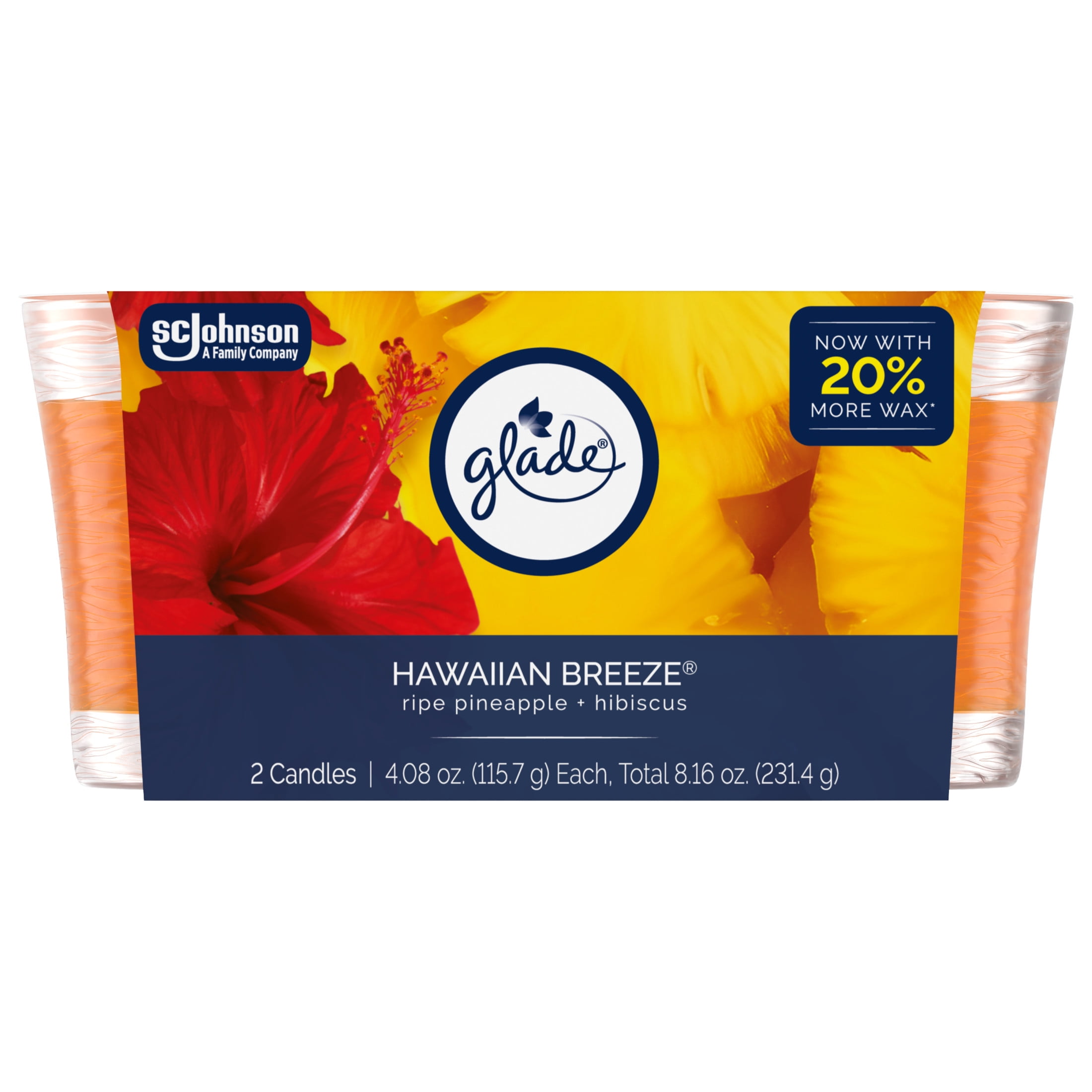 Glade Single Wick Candles, Hawaiian Breeze, 8.16 oz, 2 Count