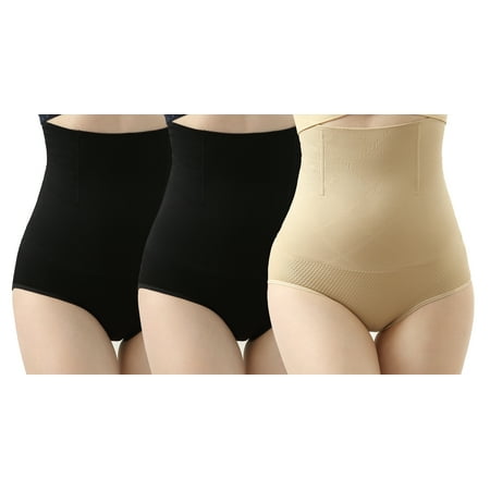 

iLoveSIA Womens High Waist Underwear Tummy Control C-Section Recovery Slimming Shapewear Panties Pack of 3 2Black+Nude Size XL