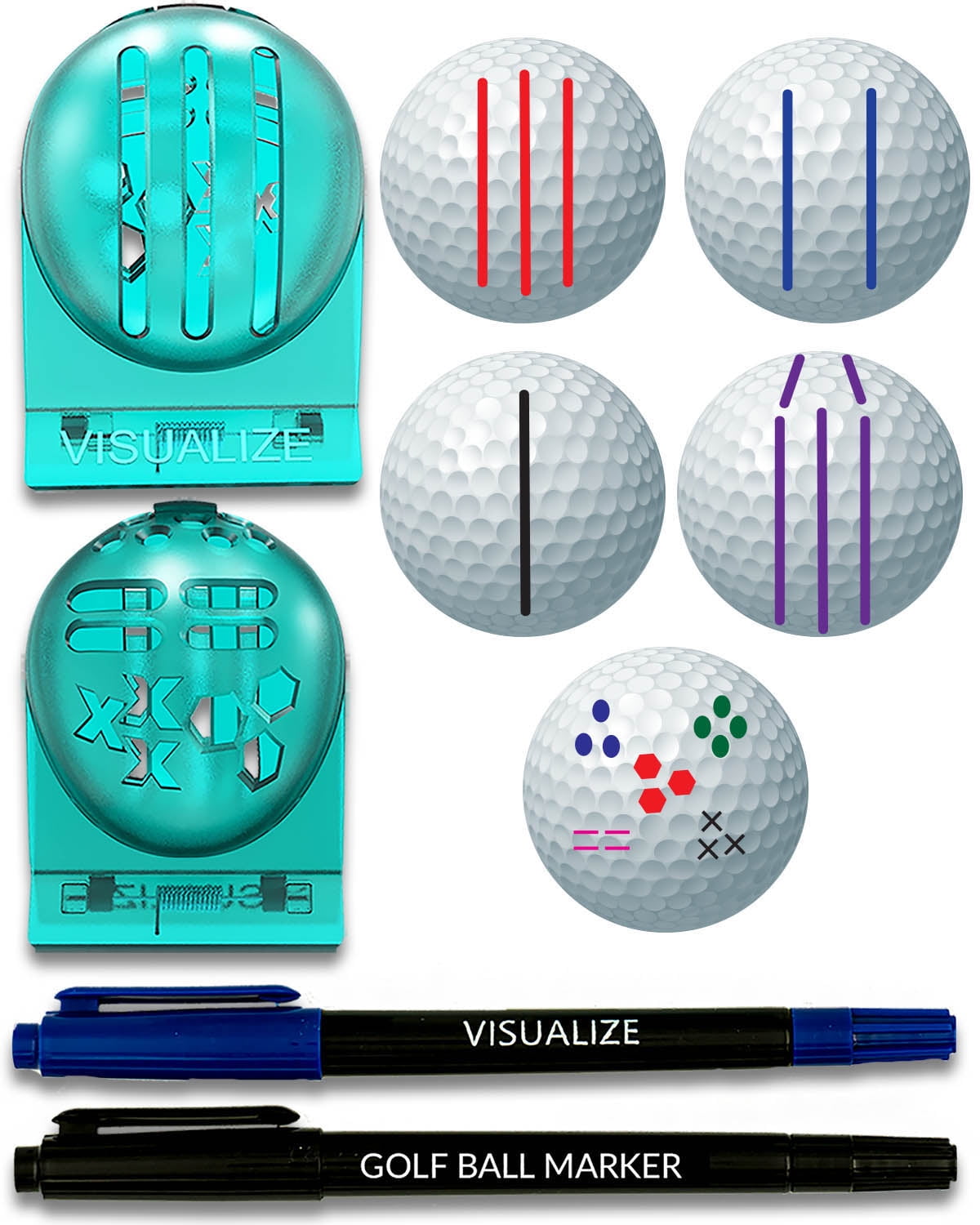 The Original VISUALIZE TriLine Golf Ball Marker Kit (2pack) with 2