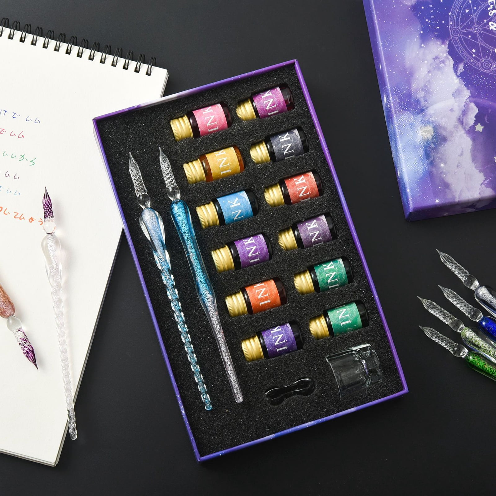 Retro Calligraphy Artist Glass Pens Set for Writing Signatures Decoration Gift