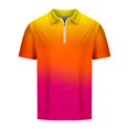 thumbnail image 3 of Zylanna Men's Short Sleeve T-Shirts, Summer Gradient Color Turn-down Collar Lightweight Daily leisure Tops for Men Orange Size 3XL, 3 of 4