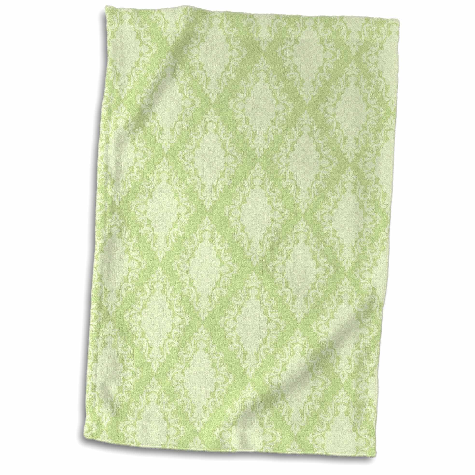 3dRose Chic Mint Green Damask Towel, 15 by 22inch
