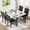 White+Black, variant on MIERES Marble Dining Table Set for 4, Faux Marble Kitchen Table and Chairs Set, Rectangle Dining Table with 4 Leather Dining Chairs, 5 Pieces Dinette Sets for Breakfast Nook, Apartment, Black