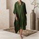 thumbnail image 3 of Gibobby Vestido largo casual de verano para mujer Kaftan de playa de color sólido elegante con cuello en V profundo para mujer Vestido de vacaciones sexy para cubrir(AG,Talla única), 3 of 3