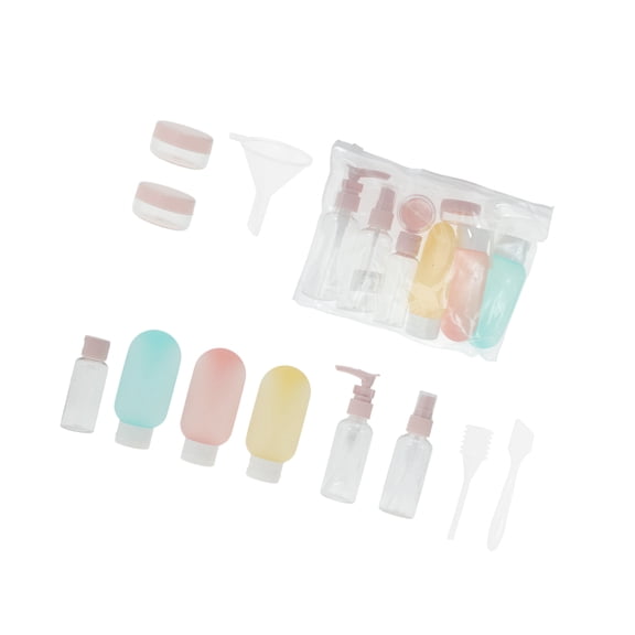 Vocoste Travel Bottles Set Containers Squeezable Refillable Pink Yellow Blue 11 Pcs