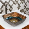thumbnail image 2 of Elite Earth, Water and Fire Handcrafted Square Tempered Glass Flat Bottom Bathroom Vessel Sink Bowl with Brushed Nickel Pop-up Drain - 1610+P01BN, 2 of 6