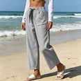 thumbnail image 6 of ZHYou No Boundarie Stripe Pants for Women Drawstring Straight Leg Casual Vacation Loungewear Loose Fit Trousers with Multi Pockets,Black,Size 2XL, 6 of 8
