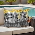 thumbnail image 5 of Farm Pillow Covers 2 Pack Retro Farmhouse Donkey Pig Cow Sunflower Wood Fence Black Plaid Pillowcase Waterproof Outdoor Throw Pillow Cover for Patio Garden Square Cushion 16”x16”, 5 of 9