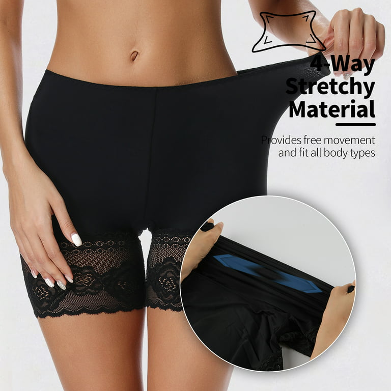 SHAPERIN Slip Shorts for Under Dresses Smooth Breathable Panty Plus Size  Lace Underwear Anti-chafing Seamless Boyshorts