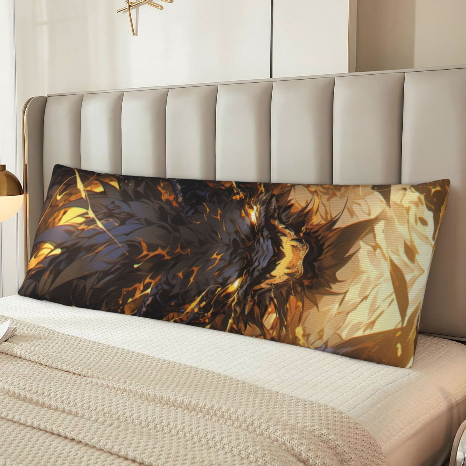 Naloa Cool Black Gold Dragon Super Soft 20x60 Body Pillow Case,Long Side Hidden Zipper（PILLOWS ARE NOT INCLUDED）