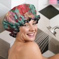thumbnail image 5 of Shower Caps,Pioneer Flower Floral Print Pattern Waterproof Shower Cap for Women 4 Pieces,Double Reusable Hair Cover for Shower PEVA Elastic Stretch Hem, 5 of 7