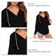thumbnail image 5 of Blusa con hombros caídos Poliéster Moda Mujer Color puro Cuello en V Ajuste casual Jersey Tops Negro XL, 5 of 6