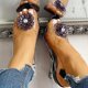 thumbnail image 5 of Studded Flower Design Transparent Sandals See-through Rhinestone Wedge Heel Sandals Lady's Casual Shoes41, 5 of 5