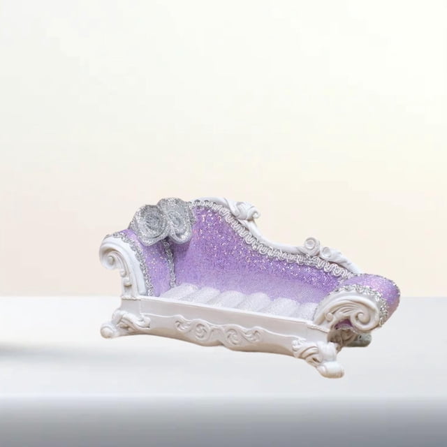 Sofá Largo Miniatura Perfecl 1/12 Resina y Respaldo Morado 14 x 8 x 5 cm