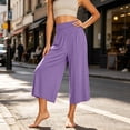 thumbnail image 5 of Capri Pants for Women High Waist Workout Yoga Pants with Pockets Lightweight Wide Leg Cropped Trousers Loungewear, 5 of 7