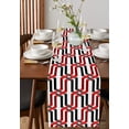 thumbnail image 4 of Table Runner Dresser Scarves 48 Inch Long, Red Black Stripy Weaving Cube Linen Dining Table Runners Abstract on White Tabletop Scarf for Wedding Holiday Party Kitchen, 4 of 7