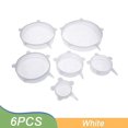 thumbnail image 1 of 1/6 piezas de tapa elástica de silicona para alimentos, reutilizable, hermética, para cuencos, platos, comidas, frutas, a prueba de polvo, envoltura para mantener la frescura, 6 piezas, círculo blanco, 1 of 6