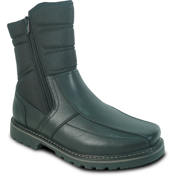 bravo! Bottes d'Hiver Imperméables pour Hommes DEAN-17 avec Doublure en Fourrure et Double Fermeture Éclair Noir Taille Homme 8