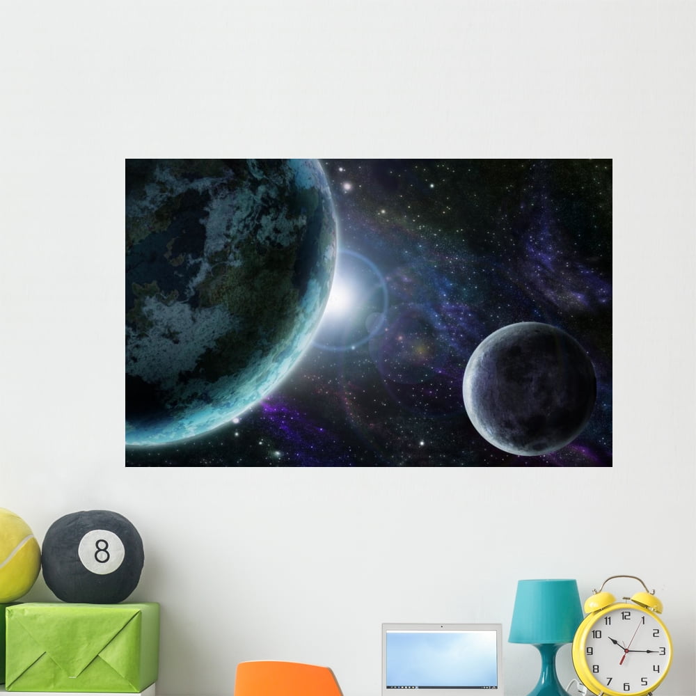 Blue Planet Earth Outer Wall Mural by Wallmonkeys Peel and Stick ...