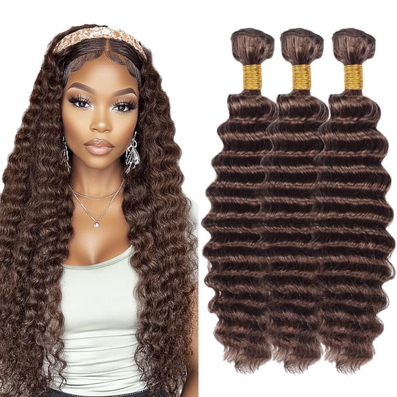 Hair Bundles Dokksiiia Deep Rizado Chocolate Marrón 4 56-76 cm