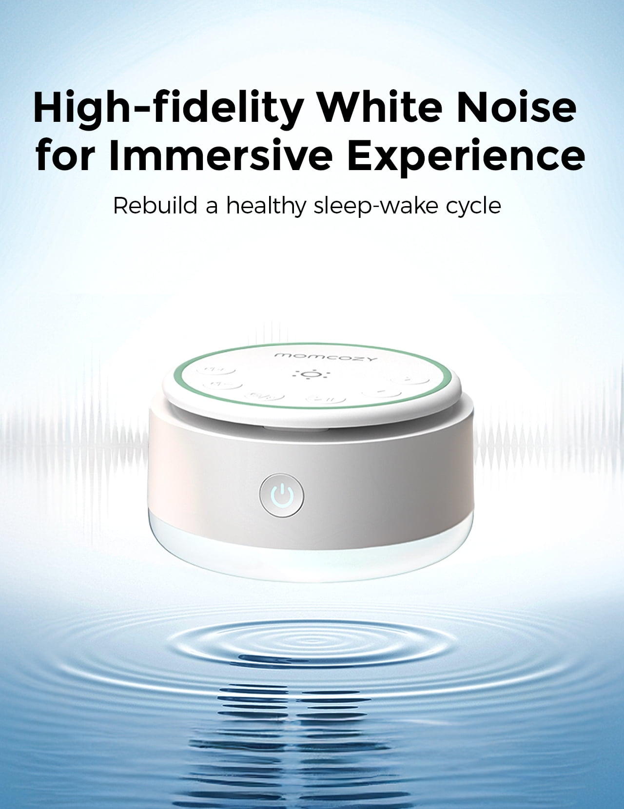 Momcozy Sound Machine for Baby|Portable White Noise Sound Machine for Sleep Rechargeable|20 Sleep Sounds White Noise Machine with Nursery Night Light