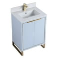 thumbnail image 3 of Fine Fixtures Opulence Collection 24 in. W x 18 in. D x 33 in. H Bathroom Vanity in Pastel Blue with White Matte Sintered Stone Sink - Satin Brass hardware, 3 of 8