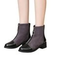 thumbnail image 1 of LSLJS Pointed Thick Heeled Front Zippered Low Plush Short Boots, 1 of 5