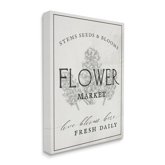 Design by Daphne Polselli Blooms Flower Market Advertisement Vintage Country Floral 36 in x 48 in Painting Canvas Art Print, by Stupell Home Décor
