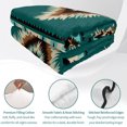 thumbnail image 4 of Full Quilt Set 78''x90'', Green Southwestern Lightweight Summer Bedspread Coverlet Set with 2 Pillow Shams, Boho Ethnic Geometric Retro Breathable All Season Quilt Bedding for Bedroom/Guest Room, 4 of 9