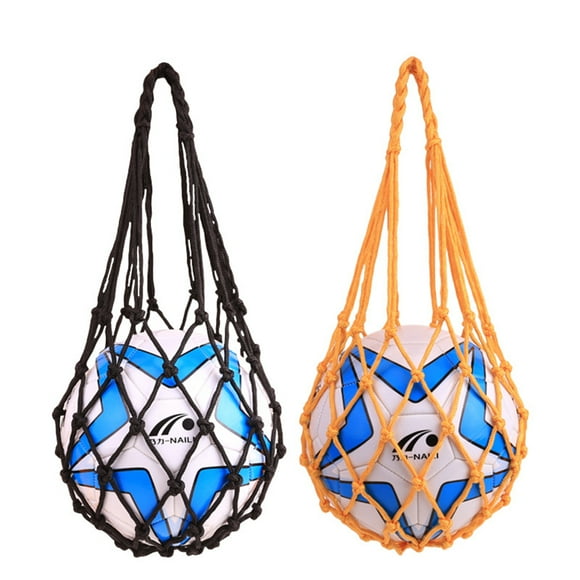 KAKOWELY Bolsa de red para almacenamiento de balones de voleibol, baloncesto, fútbol, fútbol americano, 2 unidades (negro y amarillo)