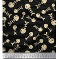 thumbnail image 1 of Soimoi Black Viscose Chiffon Fabric Fish Skeleton Ocean Decor Fabric Printed Yard 42 Inch Wide, 1 of 1