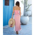 thumbnail image 6 of Two Piece for Women - Summer Vacation Outfits Sleeveless Asymmetrical Mesh Tank Crop Top Maxi Long Skirts Pink S, 6 of 8