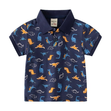 

Boys Tshirts Kids Shirt Cartoon Dinosaur Prints Short Sleeve Button Shacket Shirt Tops Outwear For 2-3 Years