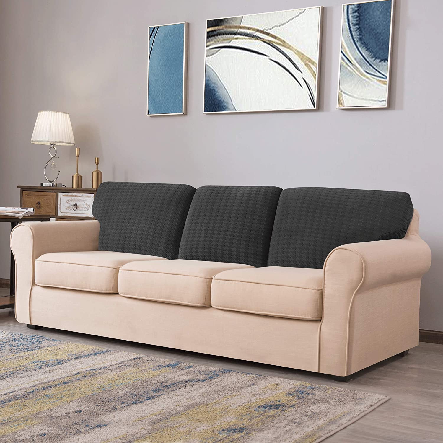 CHUN YI Stretch Houndstooth Couch Cushion Cover Sofa Backrest Cushion