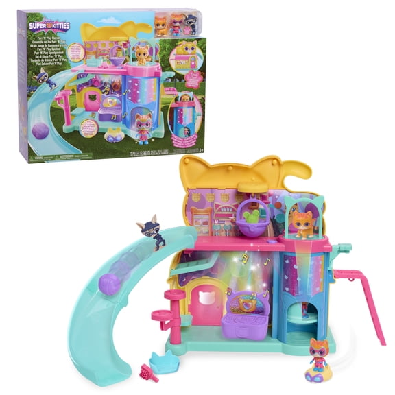 Disney Junior SuperKitties Purr ‘N’ Play Playset and Figures, 12-pieces, Lights and Sounds
