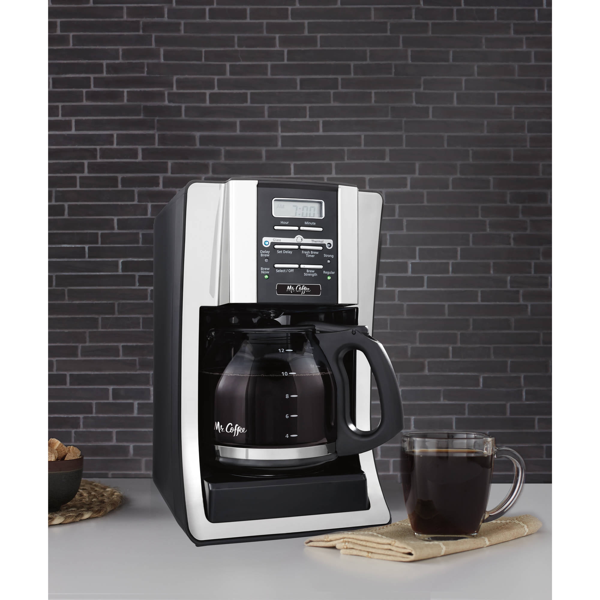 Mr. Coffee FTX43 12-Cup Programmable Coffee Maker, Black, with