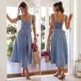 thumbnail image 6 of utcoco Denim Dress for Women Sleeveless Button Down Slim Fit Midi Jean Dresses for Women 2026, 6 of 6