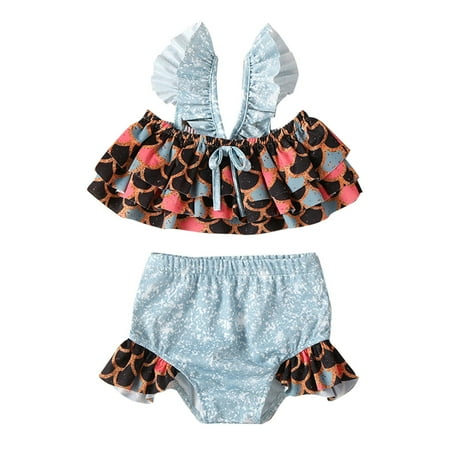 

Summer Swimsuit Girl s Summer Print Fashion Seaside Beach Swimming Sling Style Children s Swimsuit Hot Spring