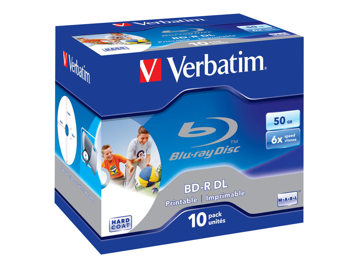 Verbatim 43736 Blu-ray Recordable Media, BD-R DL, 6x, 50 GB, 10