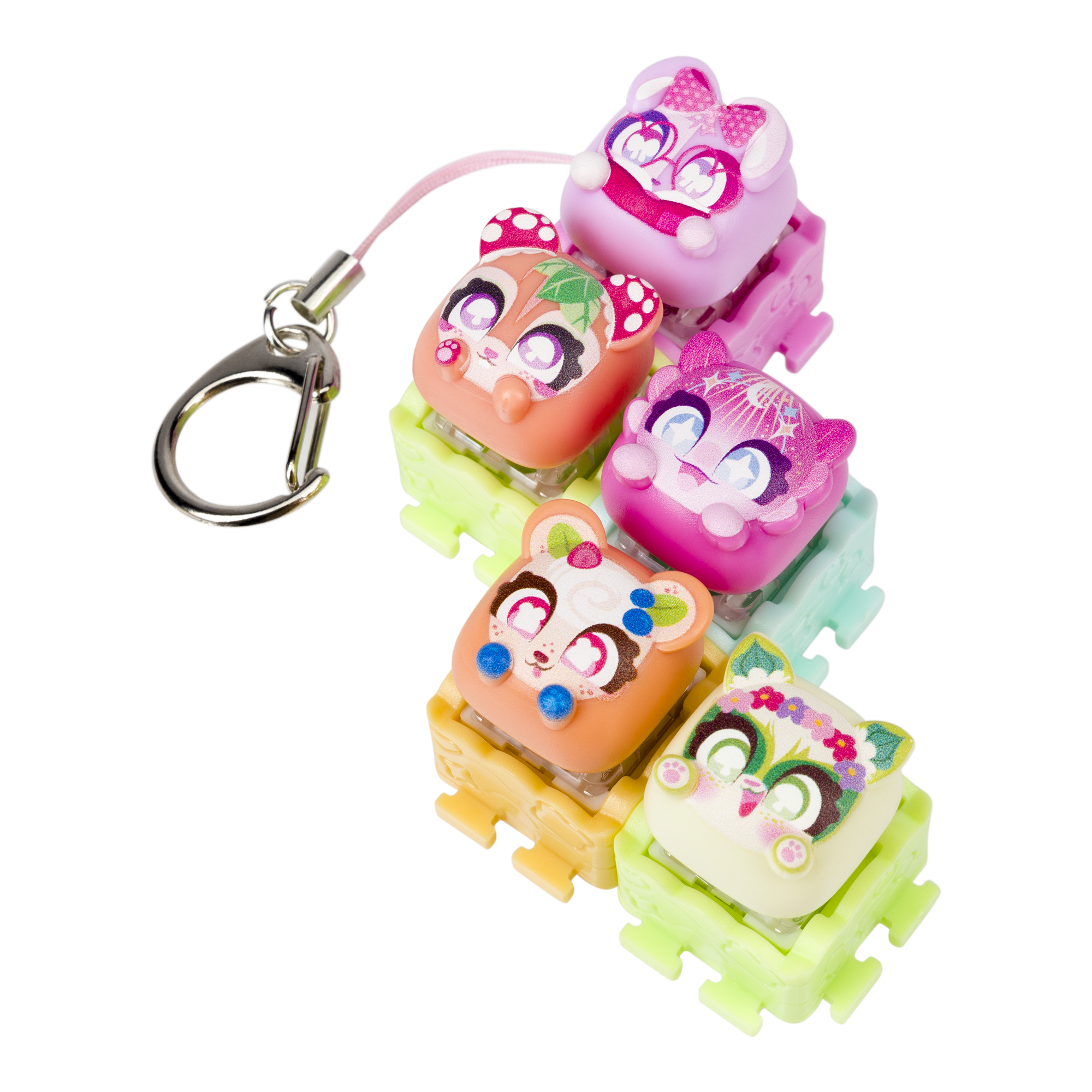 Clickeez Series 3 5-Pack, 5 Collectible Character Keyboard Keys Click and Clack, Create Your Own Keychain, Ages 6+
