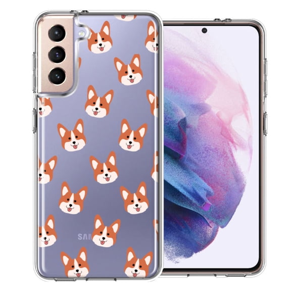 MUNDAZE For Samsung Galaxy S21 Plus Shiba Inu Polkadots Design Double Layer Phone Case Cover