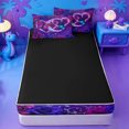 thumbnail image 4 of meiyoeat Purple Flower Monogram C Zipper Full Size Comforter Sets with Fitted Sheet and 2 Pillowcases,Cute Butterfly Neon Letter Design Zipper Bedding Set For Girl,Black Reversible,4 Pieces, 4 of 7