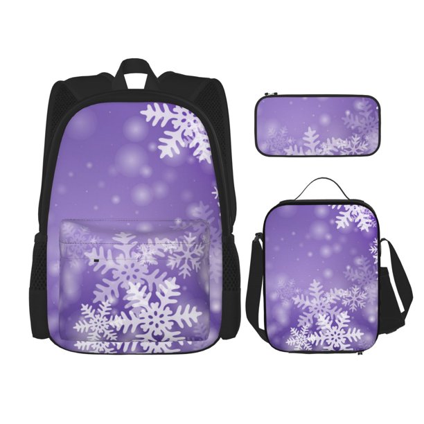 Balery Snowflakes Mochila Escolar 3 en 1 para Niños - Mochila Resistente con Lonchera Térmica y Estuche - Mochila Escolar para Niños y Niñas