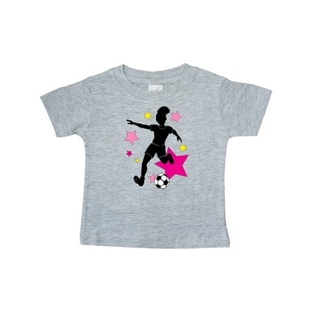 

Inktastic Girl Playing Soccer- Pink and Yellow Stars Gift Baby Girl T-Shirt